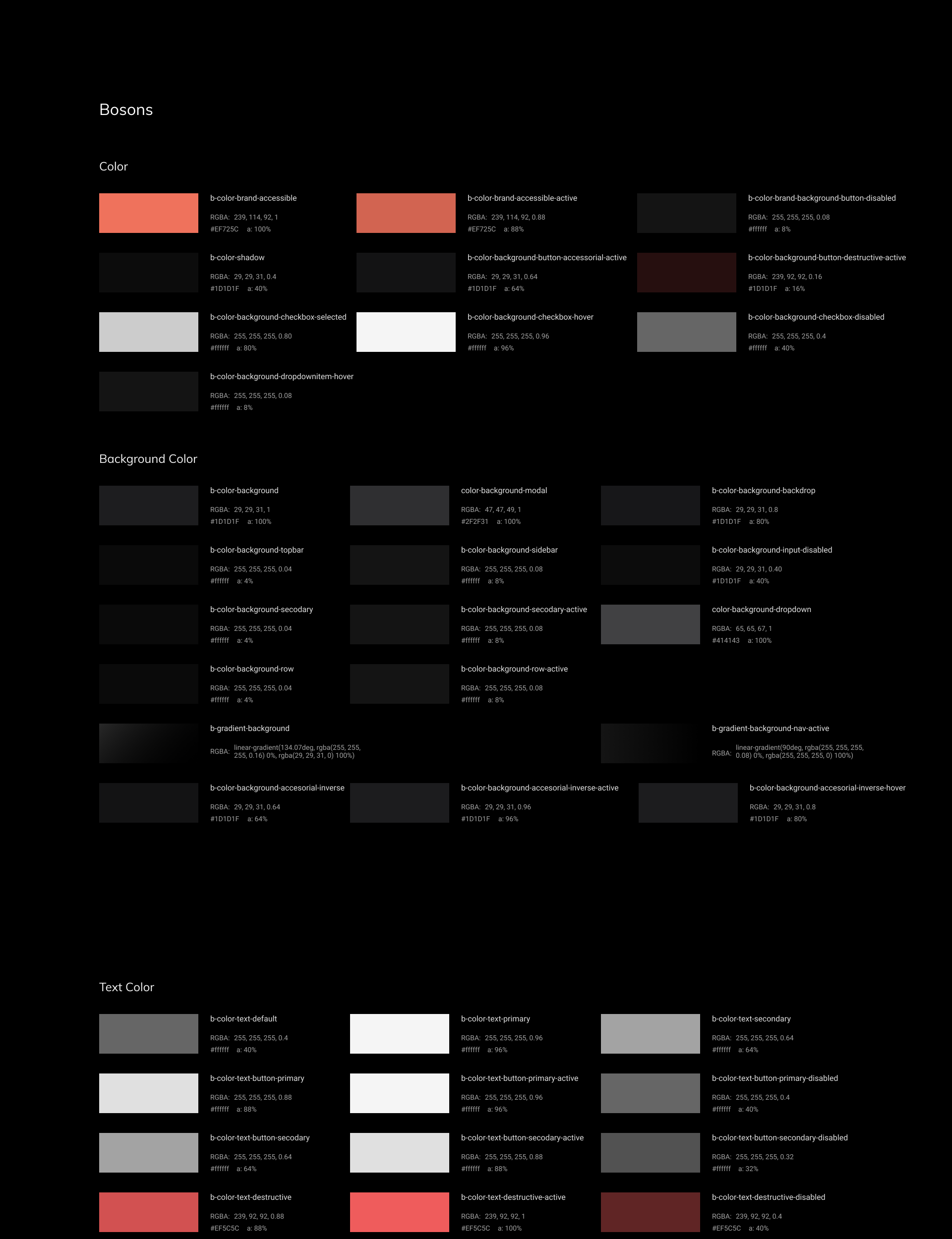 Bosons / Color page from the Magma design system